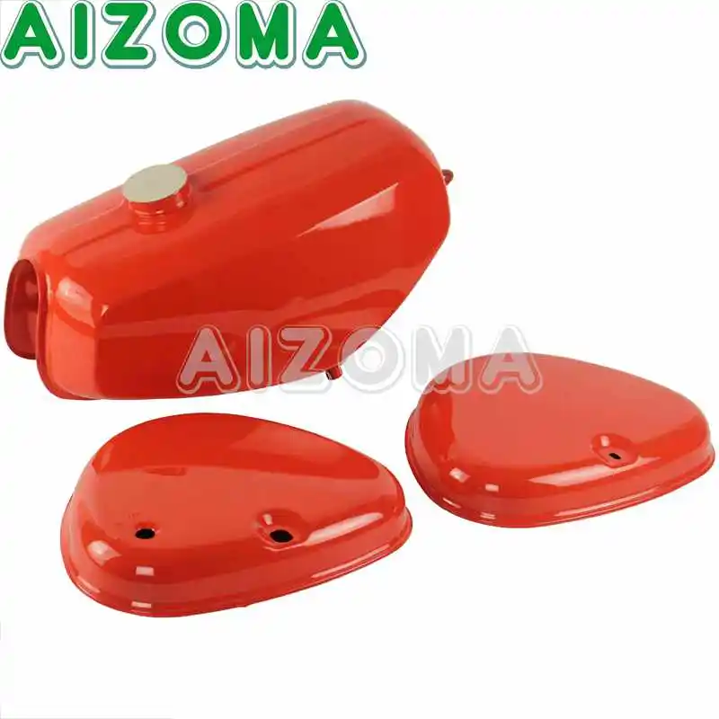 190830 Orange Motorcycle Banana Shape Gas Oil Tank With 2pcs Side