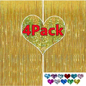 4/2/1Pack Lamina D'oro Tenda Frangia Rosa Per La Sfondo Del Partito Back Drop Photo Booth Matrimonio Laurea Compleanno Evento Di Natale