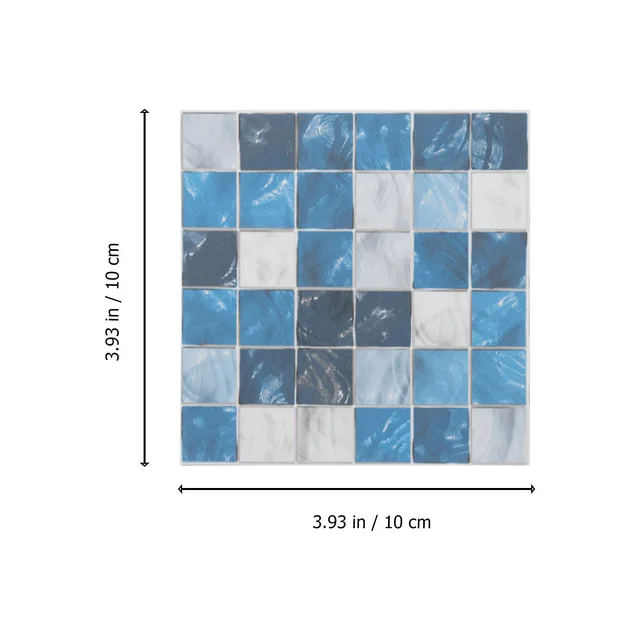 50 Dcs Kék Otthoni Dekoráció Szimulált Kis Csempe Matricák Önmagasztó Fali Paszta 10X10Cm Mozaik Dekoratív Papír 3D - Image 2