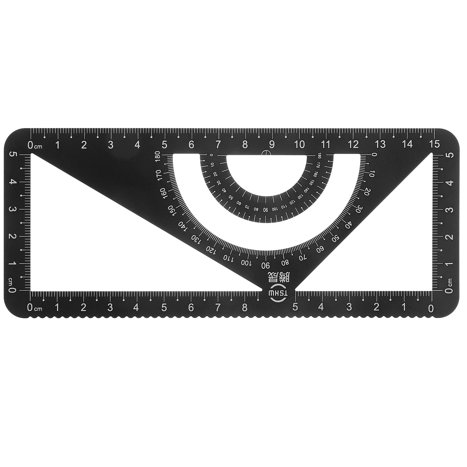 Aluminum Alloy Ruler Metal Triangular Ruler Protractor Straight Ruler Architect Scale Ruler for Student Teacher Engineer Black aluminum alloy ruler set student stationery ruler 15cm triangular ruler measuring goniometer set of triangular plate rule