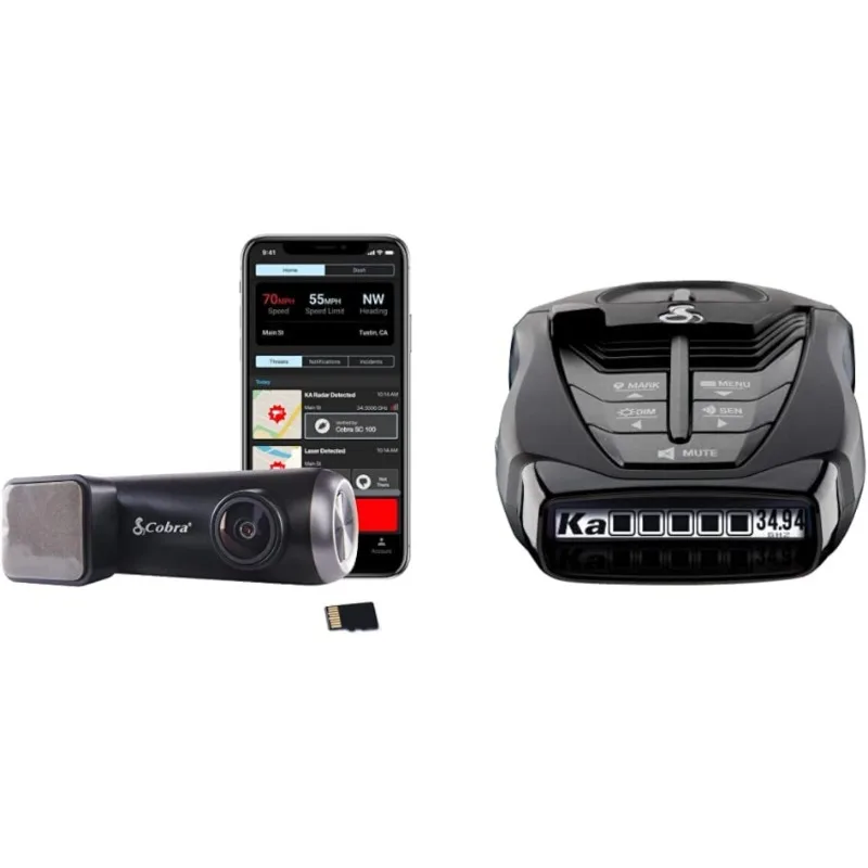 

Видеорегистратор Cobra Smart Dash Cam (SC 100), Full HD 1080P, с разрешением и рад 480i, лазерный радар-детектор, обнаружение на большом расстоянии