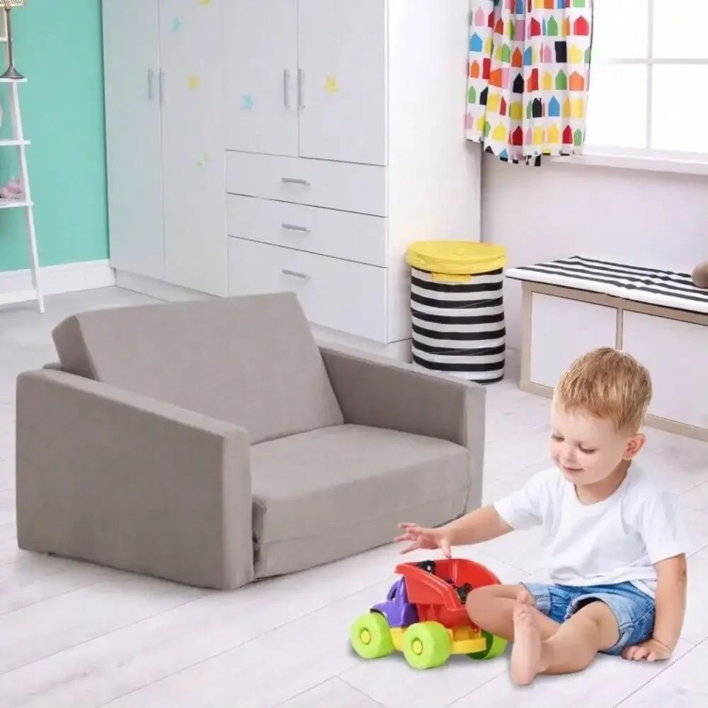 Kids Sofa Couch Toddler Boys Girls 2-in-1 Convertible Sofa Lounger Children Sofa 2