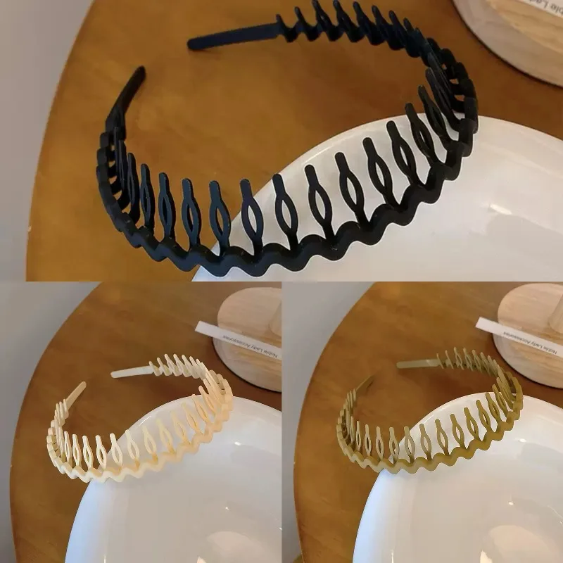 Fashion Wave Headbands for Women Solid Color Toothed Non-slip Hair Bands Girl Face Wash Sports Hairbands Hair Accessories