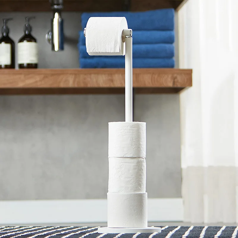 Portarotolo Carta Igienica Con Ripiano - Dispenser Da Bagno In Acciaio Inox, Autoportante, Contiene 4 Rotoli - Foto 6