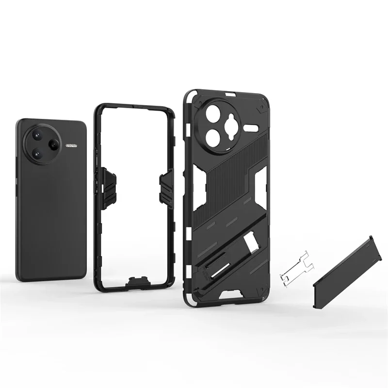 Luxury Anti-Drop Shockproof Armor Phone Holder Case with Full Protective Hard Back Cover