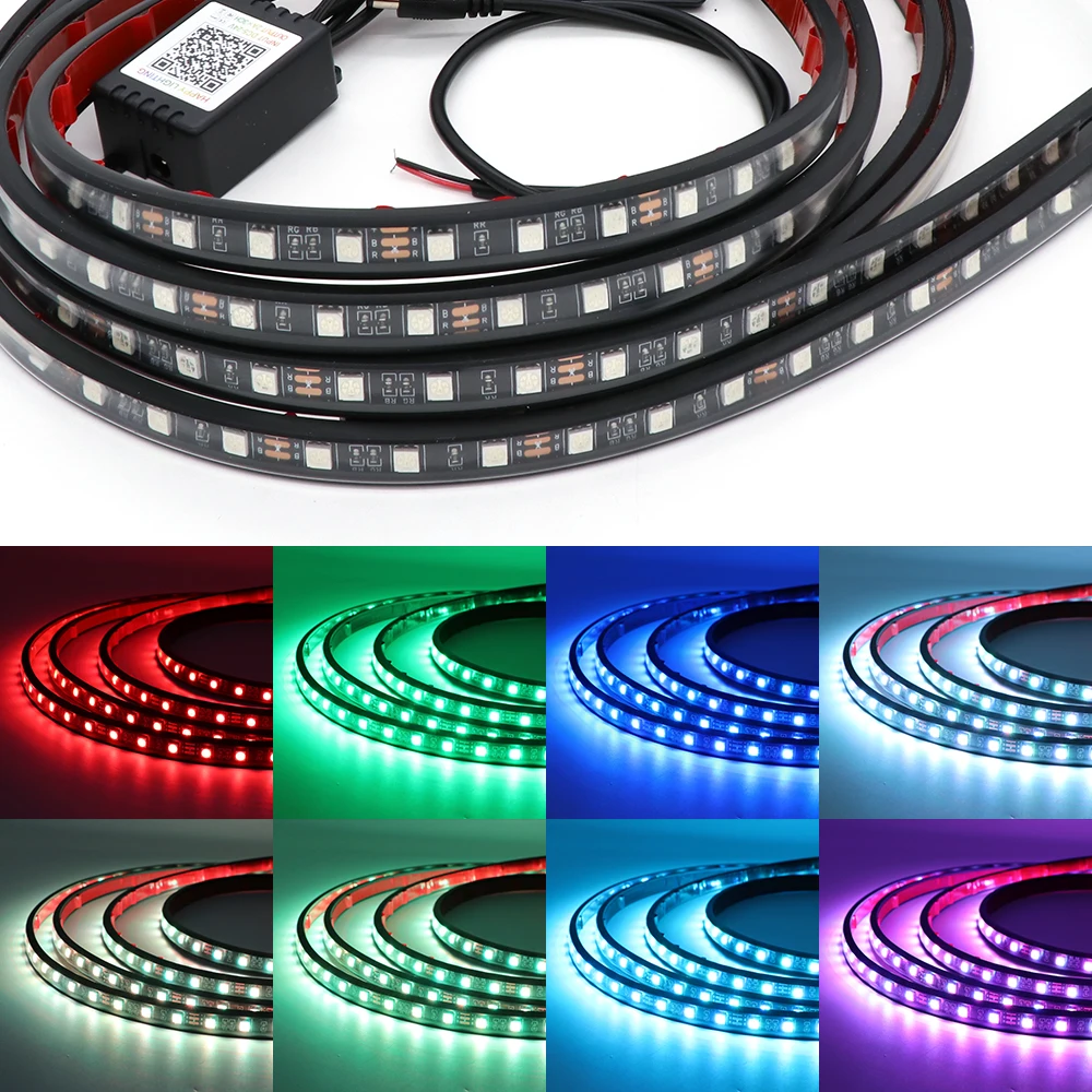 자동차 언더글로우 하단 조명 RGB 네온 LED 앱 제어, 유연한 방수 스트립 램프, 다채로운 섀시 분위기 장식 조명