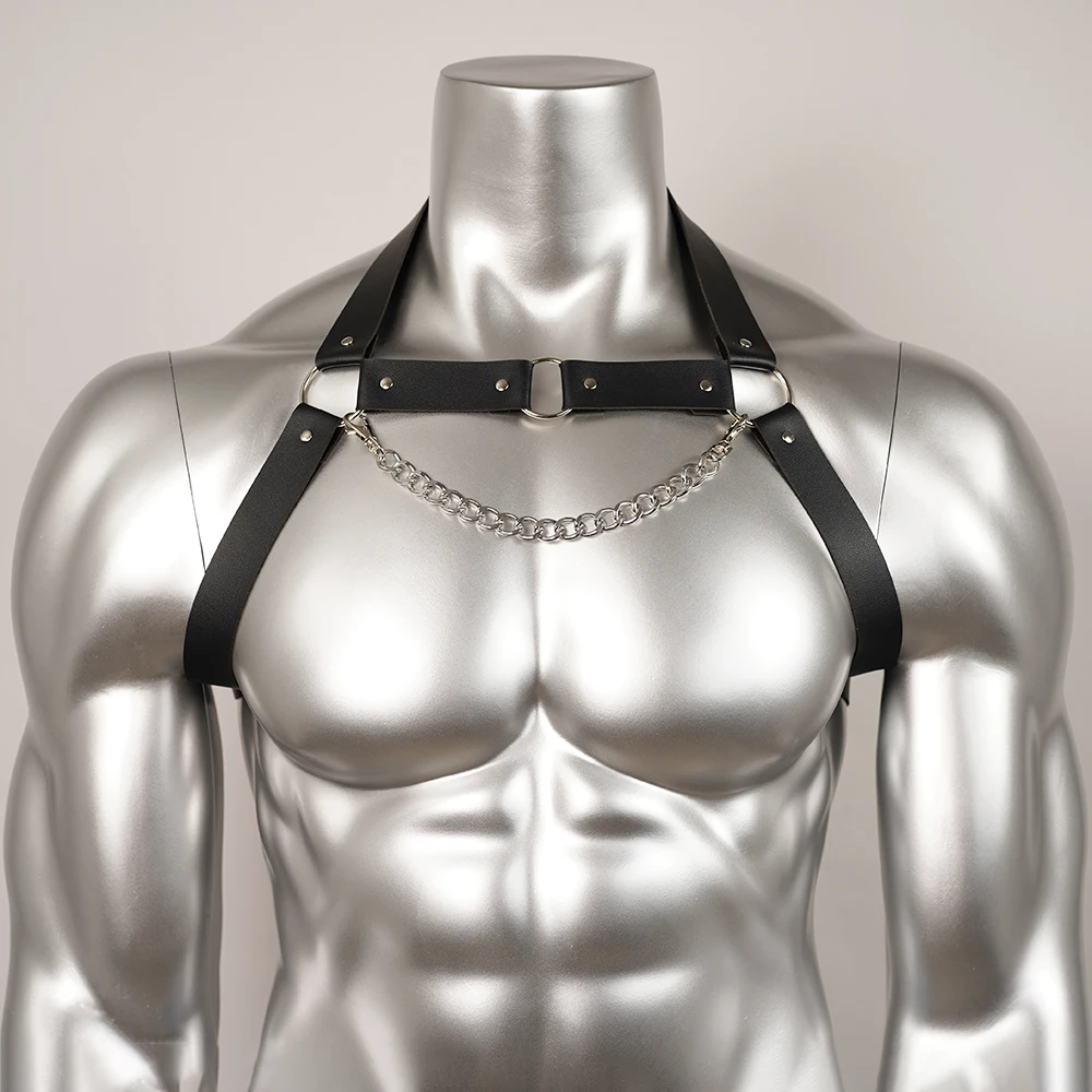 Fetish Men Sexual Chest Leather Harness Belts Adjustable BDSM Gay Body Bondage Harness Strap Rave Gay Clothing for Adult Sex leather chest harness