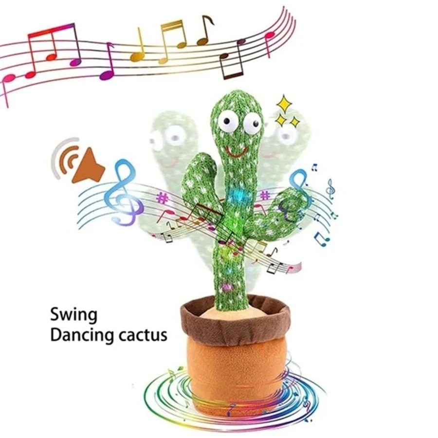 USB Electric Singing and Dancing Recording Repeater Cactus Plush Funny Decompression Kids Adult Party Toys