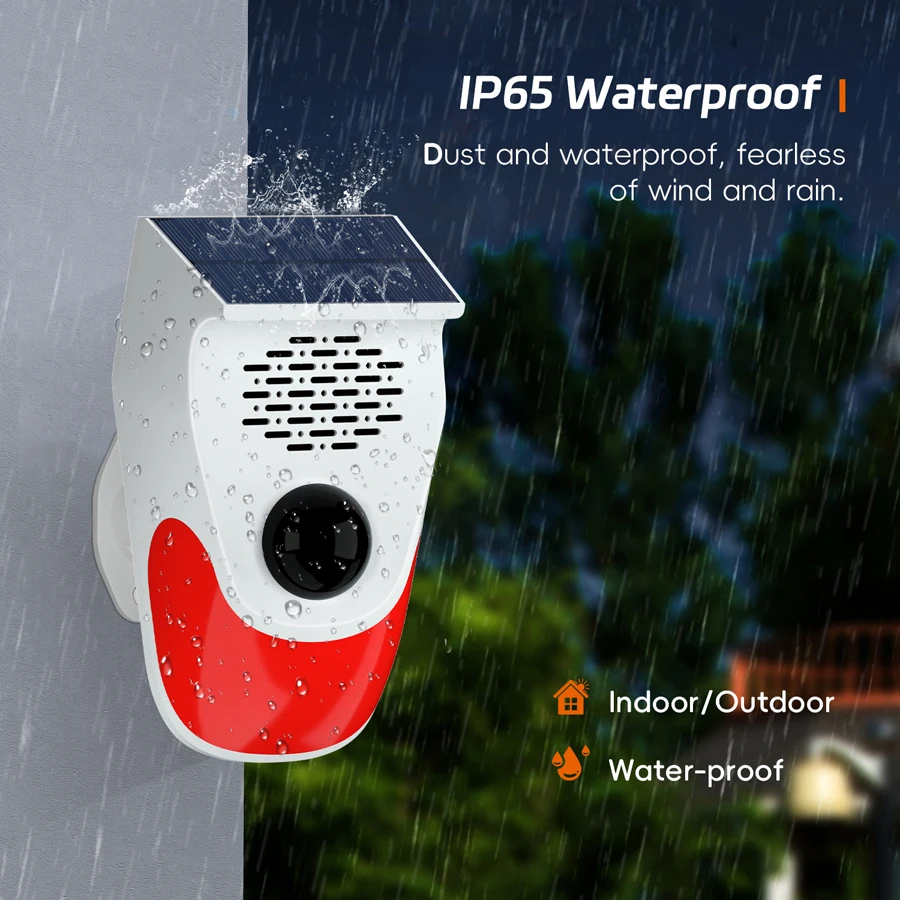 Solar-Powered Motion Activated Voice Announcer with Strobe Light and Security Siren