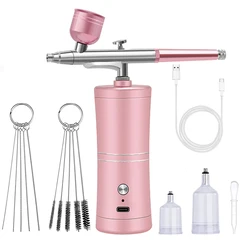 Portable Cordless Airbrush for Nail Art and Makeup Applications (Pink)