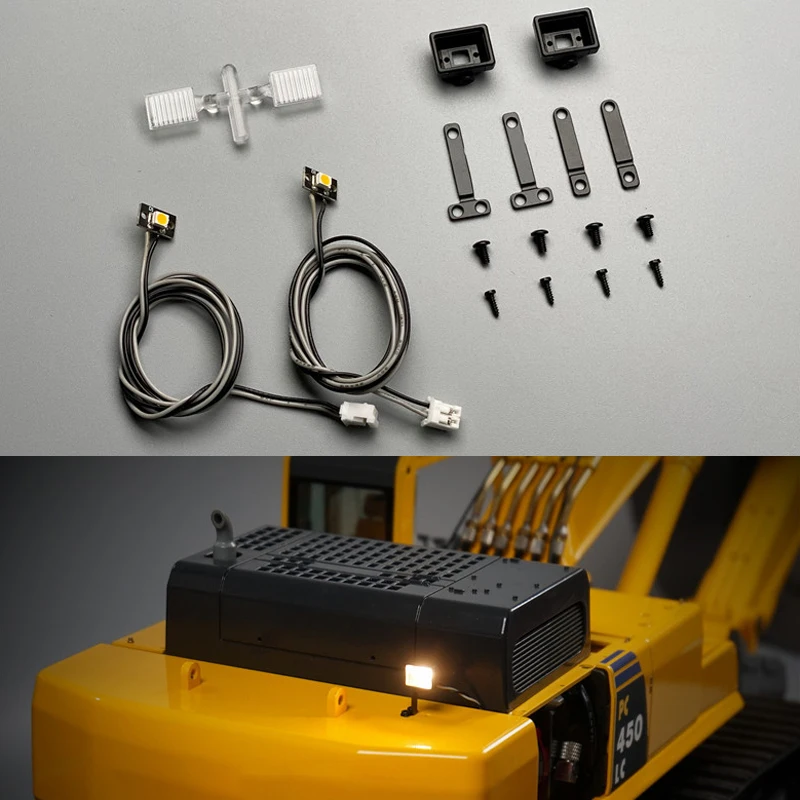 2Pcs Truck Led Spotlight Flashlamp Searchlight Parts Per 1/14 1/12 Rc Escavatore Huina 1580 Cat 336 Kabolite 997 Volvo Parts