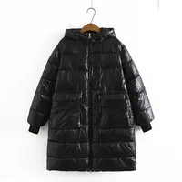 Plus Size Women Parka Winter New Loose Zipper Hooded Long Cotton-Padded Warm Coat 6853