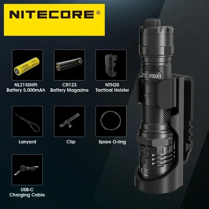 Nitecore-超高輝度戦術懐中電灯,p20ix,4000ルーメン,充電式,nl2150hpi