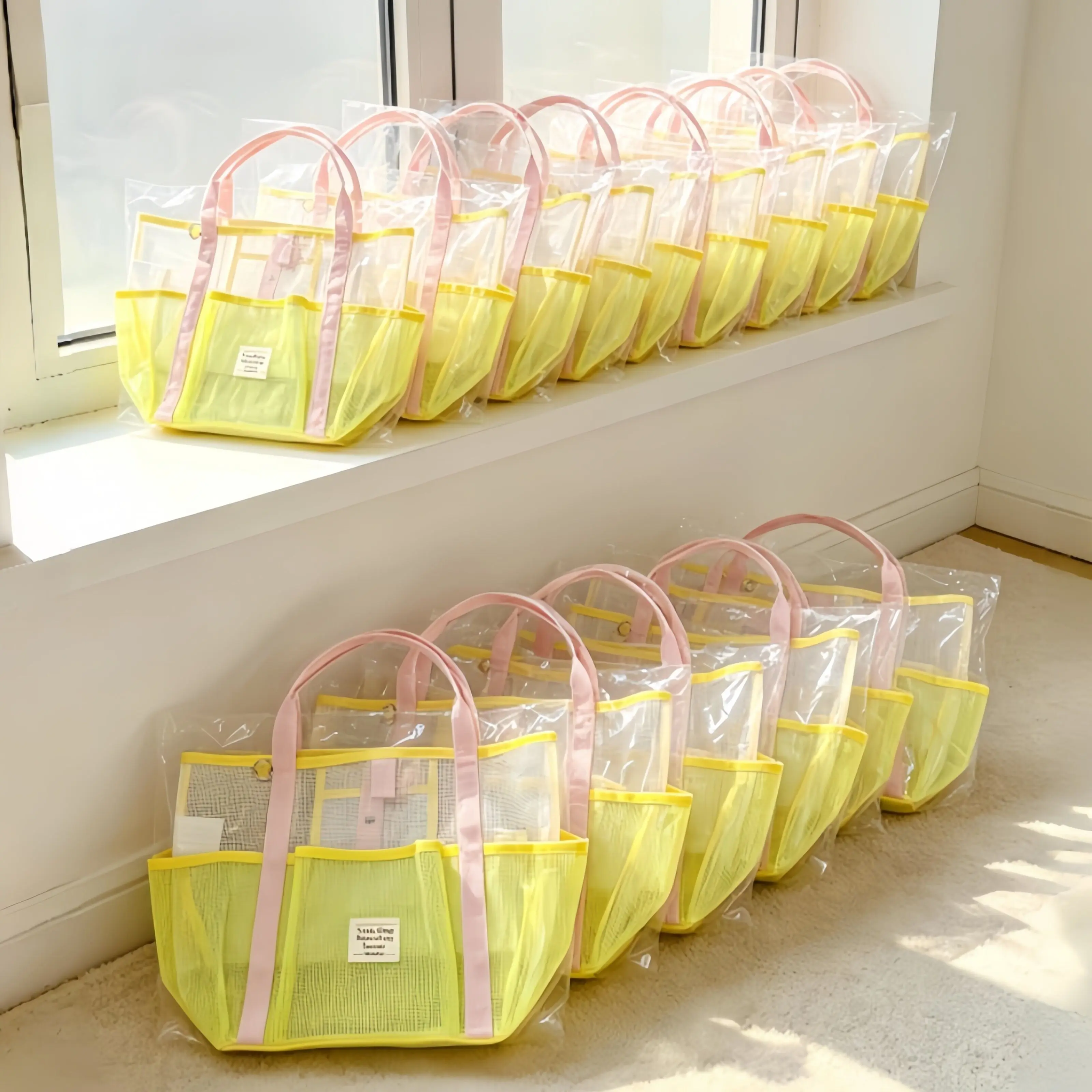 대용량 메쉬 수영 가방 휴대용 야외 스포츠 보관 가방 높은 미적 가치 피트니스 여행용 핸드헬드 워시백