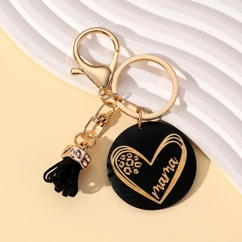 

Hot Wooden Keychain Pendant Tassel Phone Car Backpack Key Chain Holder Heart Hanger Keyring Buckle Gift for Friend Family Lover