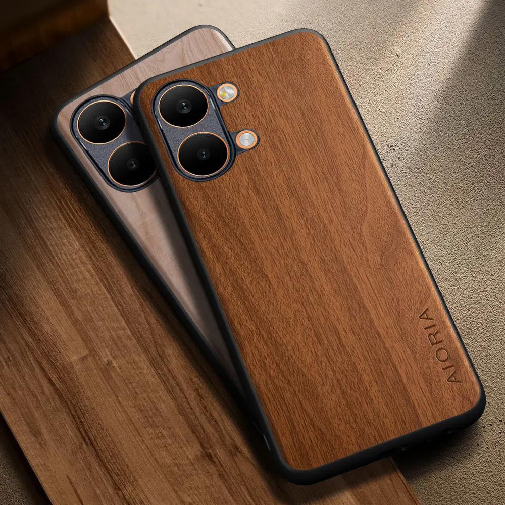 Stylish Wooden Pattern PU Leather Cover - Premium Case