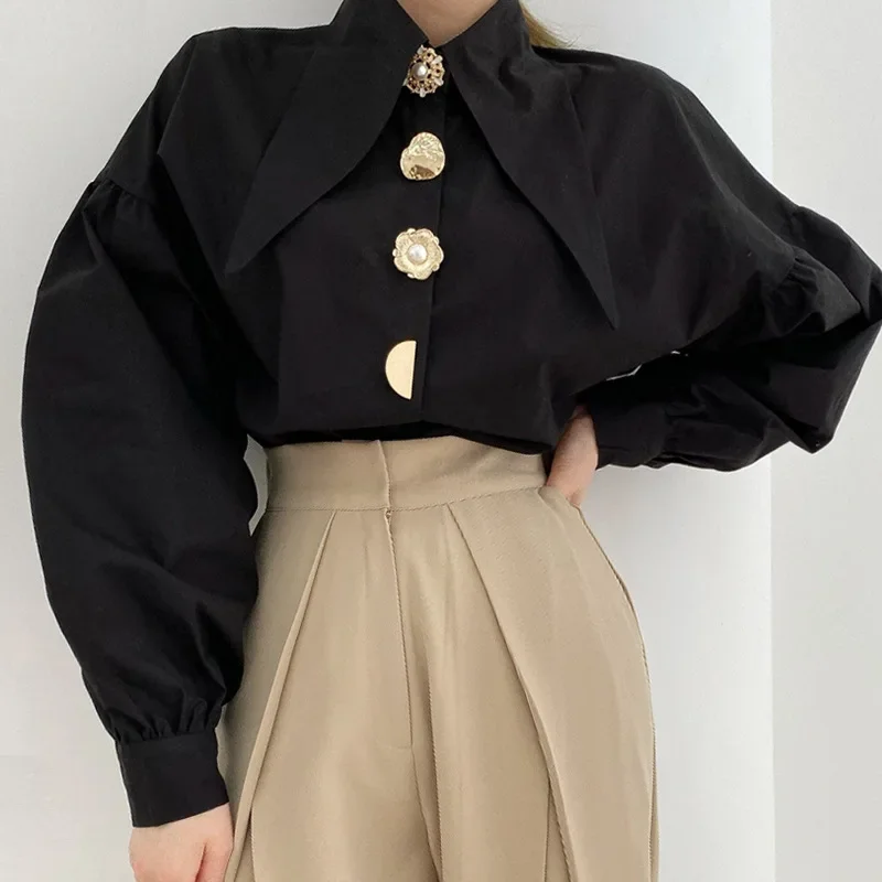 Cotton Elegant Women Long Sleeved Blouse