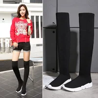 Sexy Sock Boots Knitting Stretch Boots Warm High Heels For Women Fashion Knee High Boots 2023 Spring Autumn Women Booties Female - Image 4