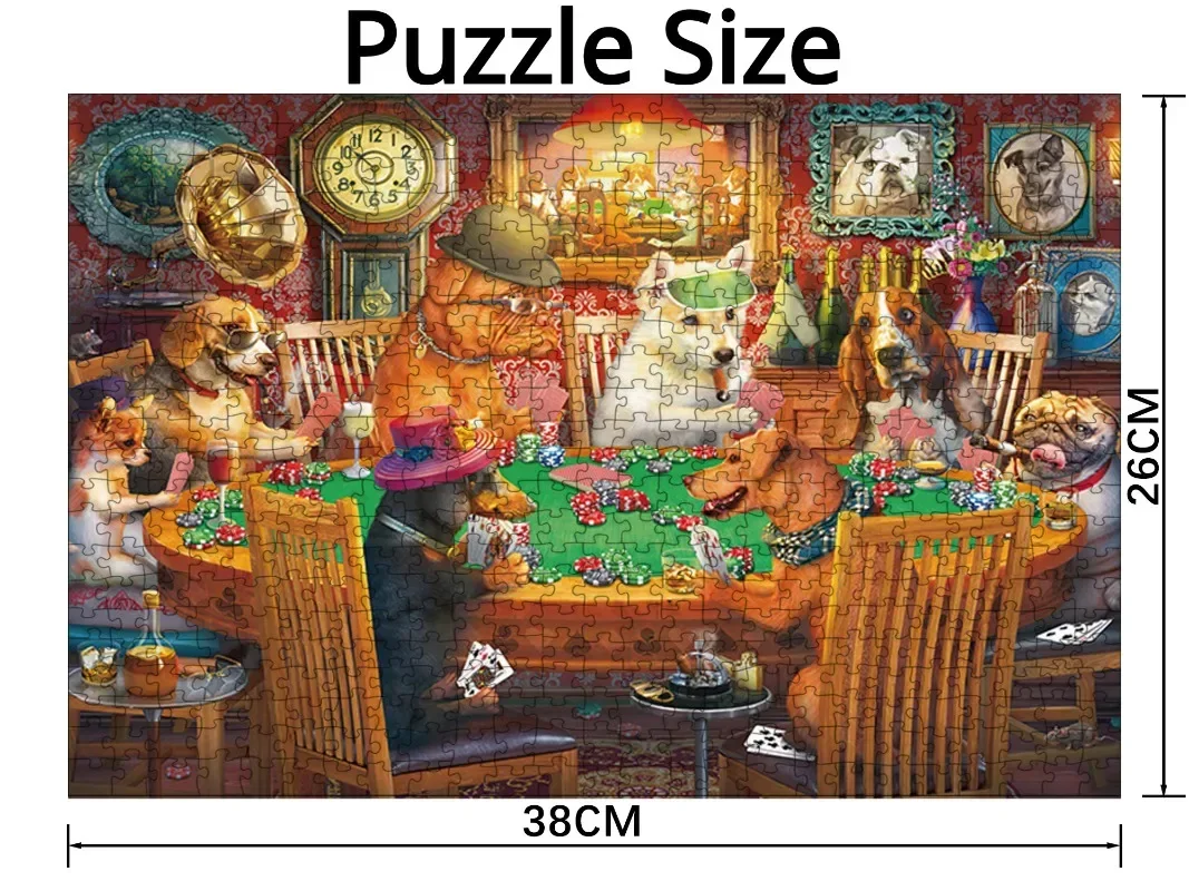 38*26cm Adults 1000 Pieces Paper Jigsaw Puzzles Puppy Gathering Cute Animals Paintings Stress Reducing Toys Christmas Gifts 3