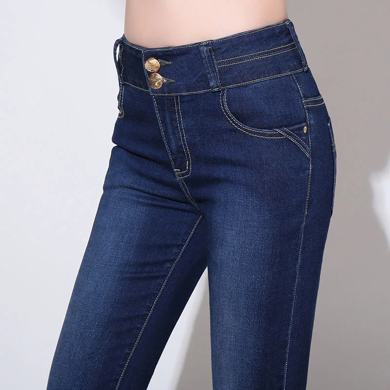 Streetwear Boot Cut Denim Pants For Women Korean High Waist Plus Size 26-34 Slim Jeans Elegant Stretch Flare Pants vintage Jeans pants plus size 26 34 slim jeans for women skinny high waist jeans woman blue denim pencil pants stretch waist women basic jeans