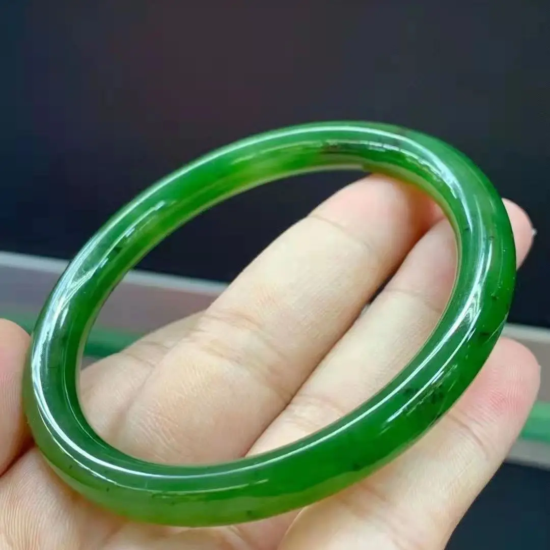 

Exquisite Jewelry Top Natural Hotan Jasper Authentic Bangles AAA A Class Hand polished Bracelet Women's Green Real Jade Bracelet
