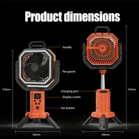 Ventilateur de camping portable 30000mAh avec lumière, 4 vitesses de vent, support trépied extérieur, 3 lumières LED à intensité réglable, recharge USB, ventilateur de bureau 3