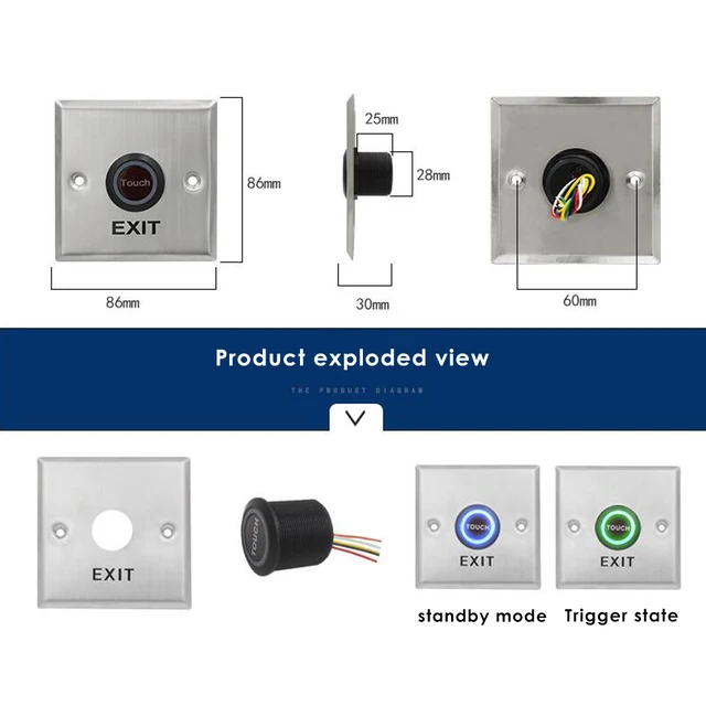 No Touch Exit button Infrared Sensor Exit Button Switch access control system 304 Stainless Steel 5