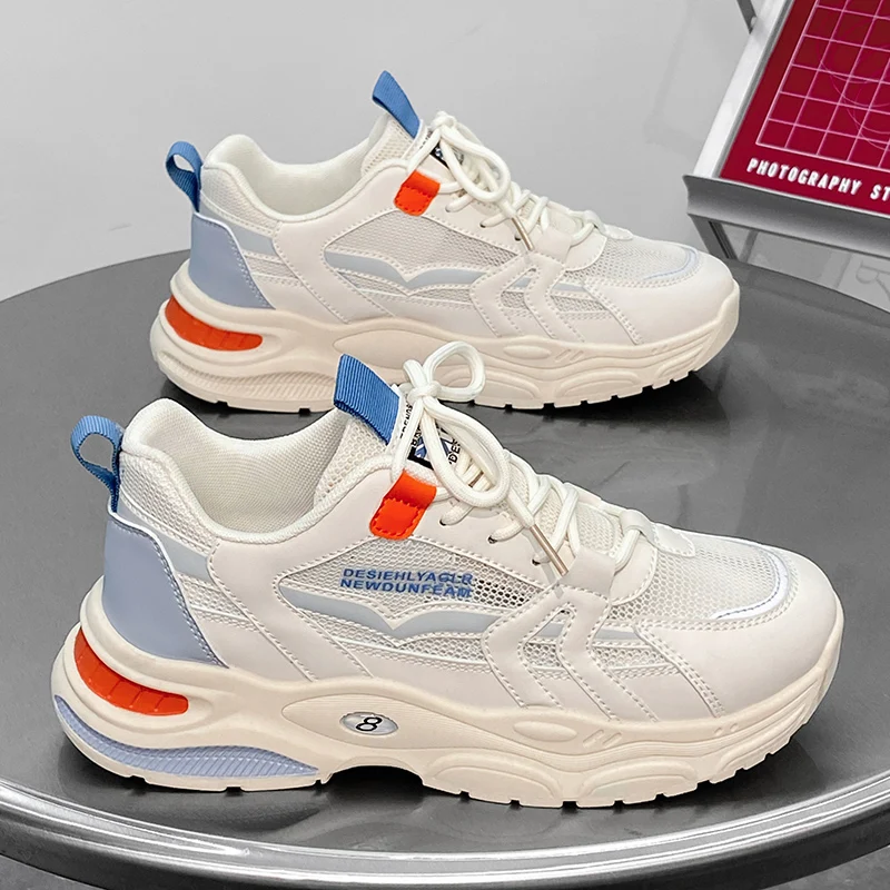 Men's Fashionable Breathable Sports Walking Shoes, Casual Lace-Up Sneakers, Lightweight Pvc Soles for Everyday Use in All Seasons - Outdoor Shoes for Breathable Upper and Comfortable Insole