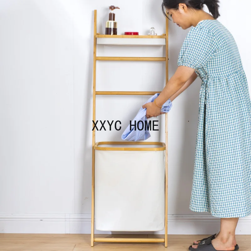 

New Arrival! Natural Bamboo Clothes Rack Bedroom Floor Hanger Multifunctional Storage Against Wall Design