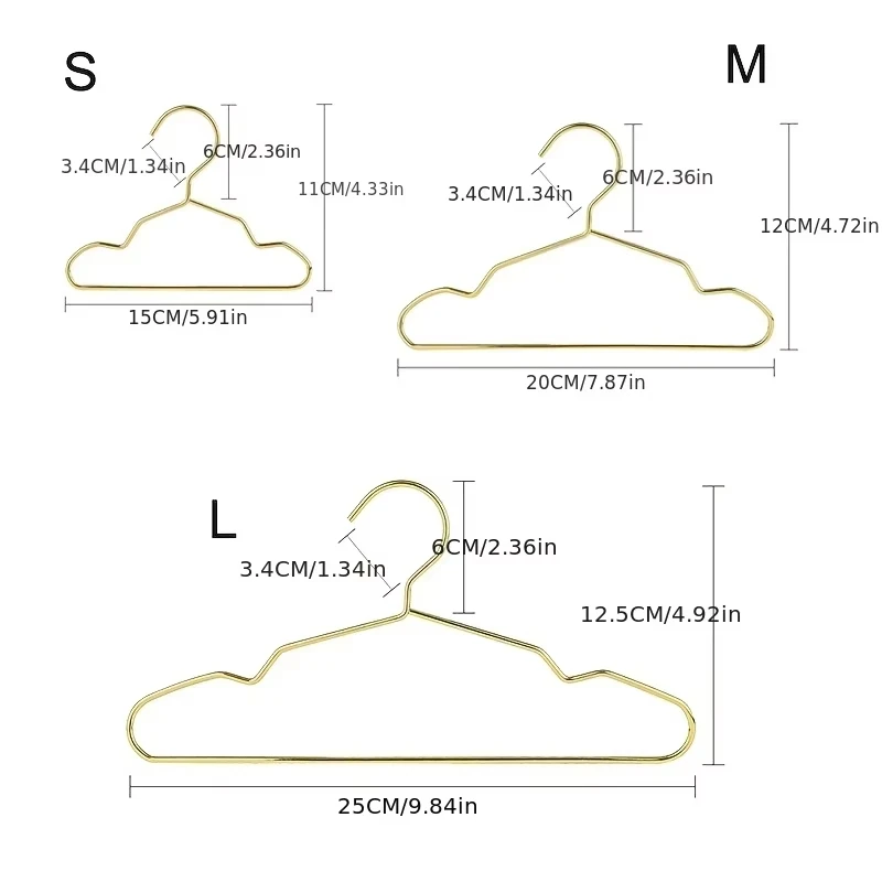 5pcs Pet Apparel Hangers Small Metal Clothes Hanger for Dog Cat Puppet Doll Pet Store Clothes Support Gold Color Mini Hanger 6