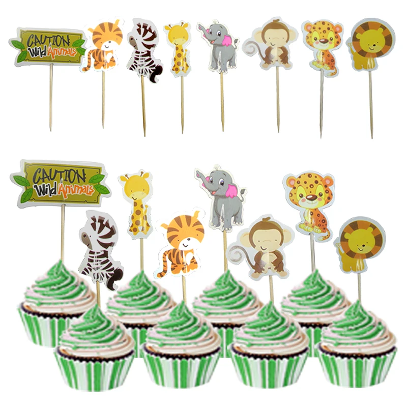 Safari Jungle Animal Cupcake Toppers | Jungle Birthday Animals Cupcakes -  24pcs Party - Aliexpress