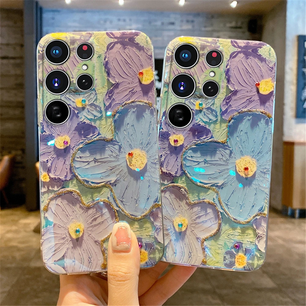 Glitter Flower Reflective Phone Case Cover
