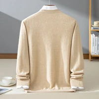 Cardigan pour homme en cachemire 100% de haute qualité, tricoté à 12 aiguilles, pull de luxe, col en V, pull ample, veste à simple boutonnage 2