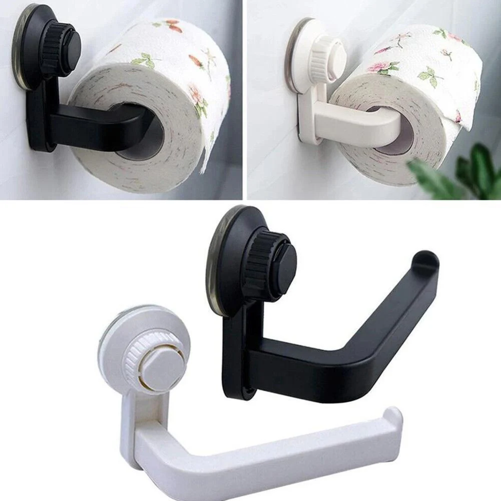 Bathroom Non Perforated Tissue Holder Wall-Mounted Bathroom Toilet Roll Paper Holder Rack Suction Cup Removable