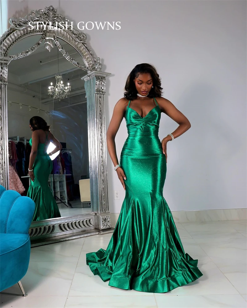 

Green Sweetheart Long Prom Dress For Black Girls Mermaid Birthday Party Gowns Evening Dresses Robe De Bal