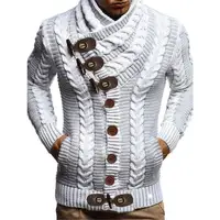Cardigan Para Hombre Solid Sweater Man Coat 2024 Vintage Oblique Horns Button Designer Knitted Ugly Sweaters Mens Luxo Masculino 1