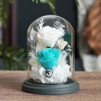 15*22cm Middle Size Glass Dome Vase Home Decoration EVA Grey Blue Base Transparent Cover DIY Wedding Prop Friend Favor Gift 2