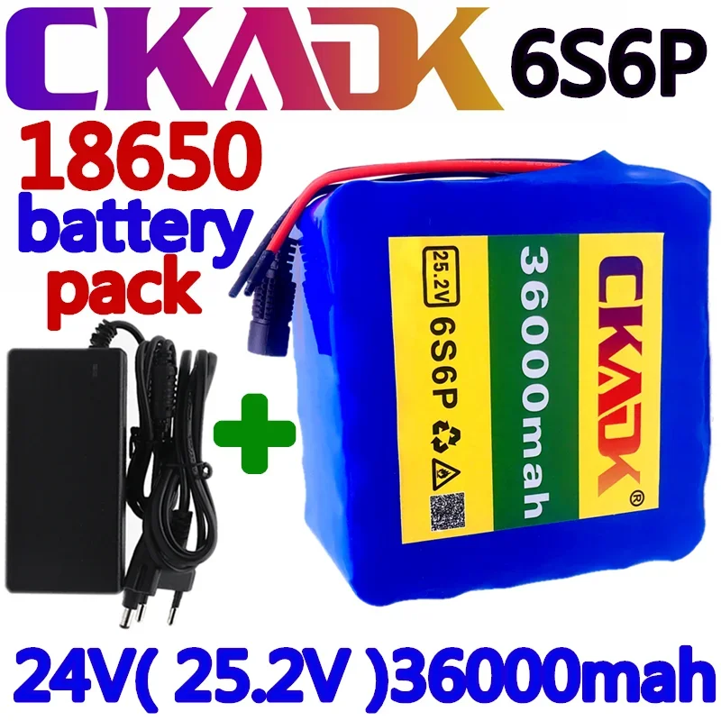 

24V 36Ah 6S6P Lithium Battery 25.2V 36000mAh Li-ion Battery for Bicycle Battery Pack 350w E Bike 250w Motor + 25.2V Charger