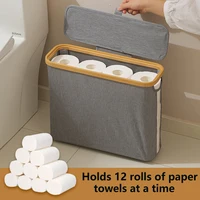 See-Through Paper Towel Storage Basket Bathroom Paper Towel Sundries Storage Basket Foldable With Lid Waterproof Storage Box 1