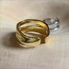 1/3 PCS Double Row Stackable Open Resizable Wave Stainless Steels Ring Gold Silver Color Minimalist Irregular Rings Jewellery 3