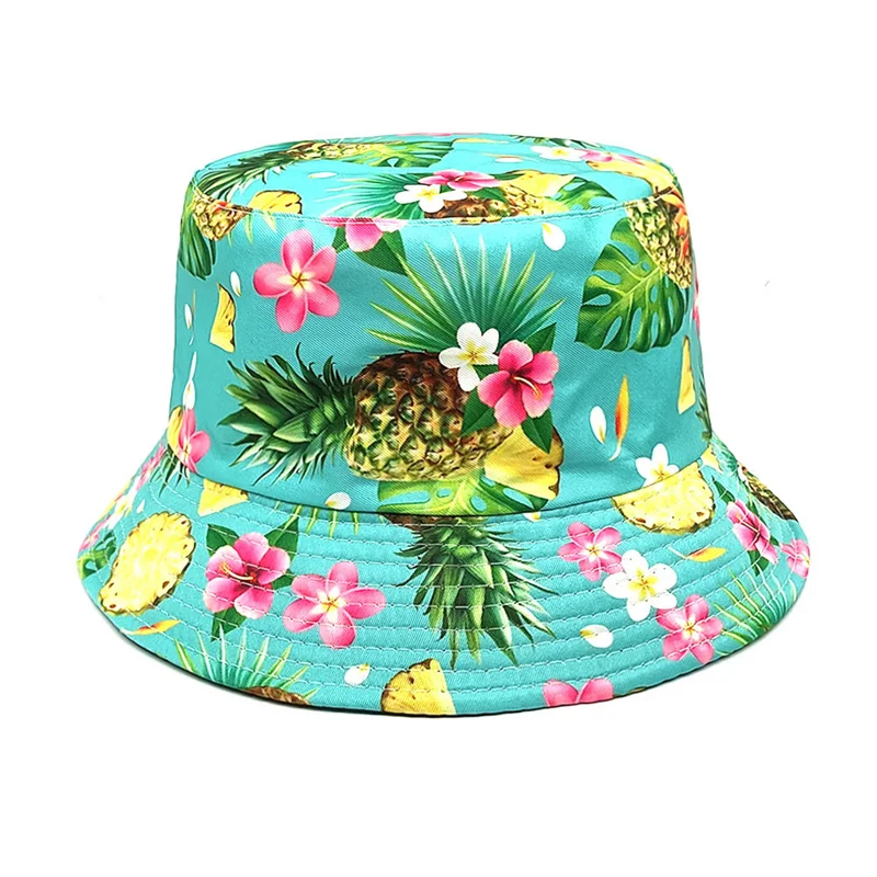 2024 Four Seasons Polyester Cartoon Pineapple Print Bucket Hat