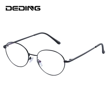 DEDING 독특한 소재 라운드 스테인레스 스틸 클리어 렌즈 안경 남성 여성 광학 근시 안경 프레임 oculos 드 grau DD1155