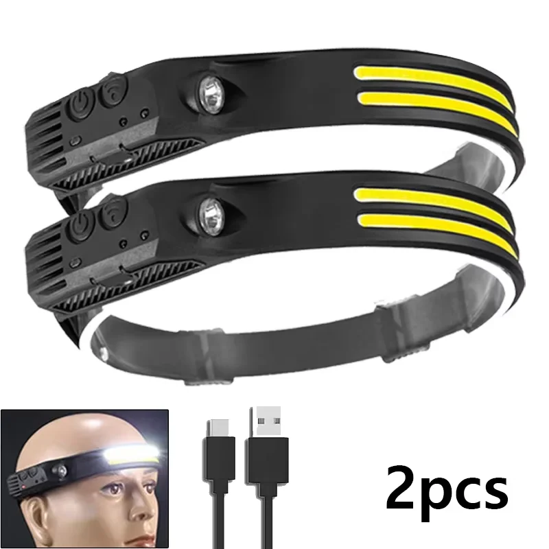 Ultra-Bright Rechargeable LED Headlamp with Sensor and Built-in Battery