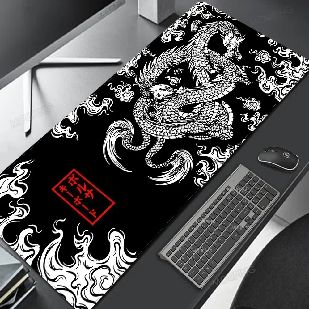 Roxo e Branco Dragão Mousepad, Deskmat, Playmat, Laptop Mouse Pad, Gamer, Anime, Escritório, Teclado, Tapete de Borracha, Deskpad, Japão