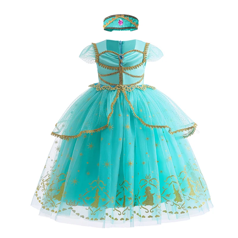 thumbnail image 1 of Disney-vestido de princesa Jasmine para fiesta de cumpleaños, conjunto de ropa de Cosplay de Aladdín, lámpara agic, Top, pantalones y diadema, 1 of 5
