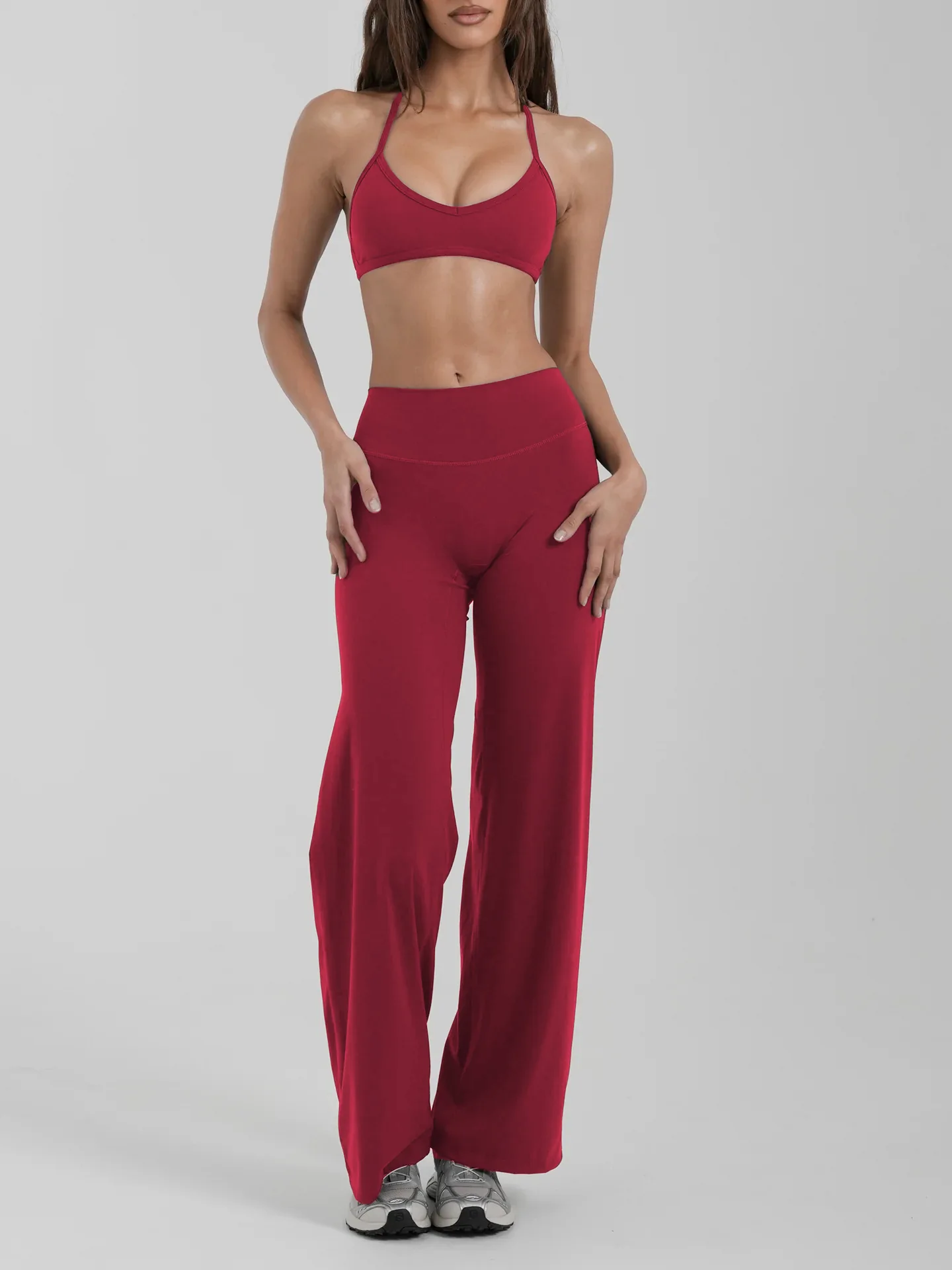 Gym set workout clothes for women neck sports underwear yoga suit fitness loose sports trousers Pilates quick-drying 2-piece