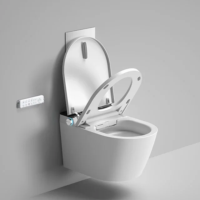 WC Wall Mounting Toilet Hanging Bowl Ceramic White Rimless Wall Hung Smart Toilet With Water Tank Smart Toilet 5