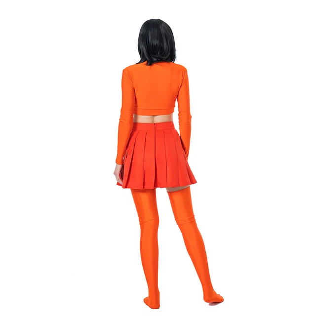 Velma Cosplay Costume Uniform Crop Top Skirt Outfits Halloween Velma  Dinkley Costume for Women Girls - AliExpress