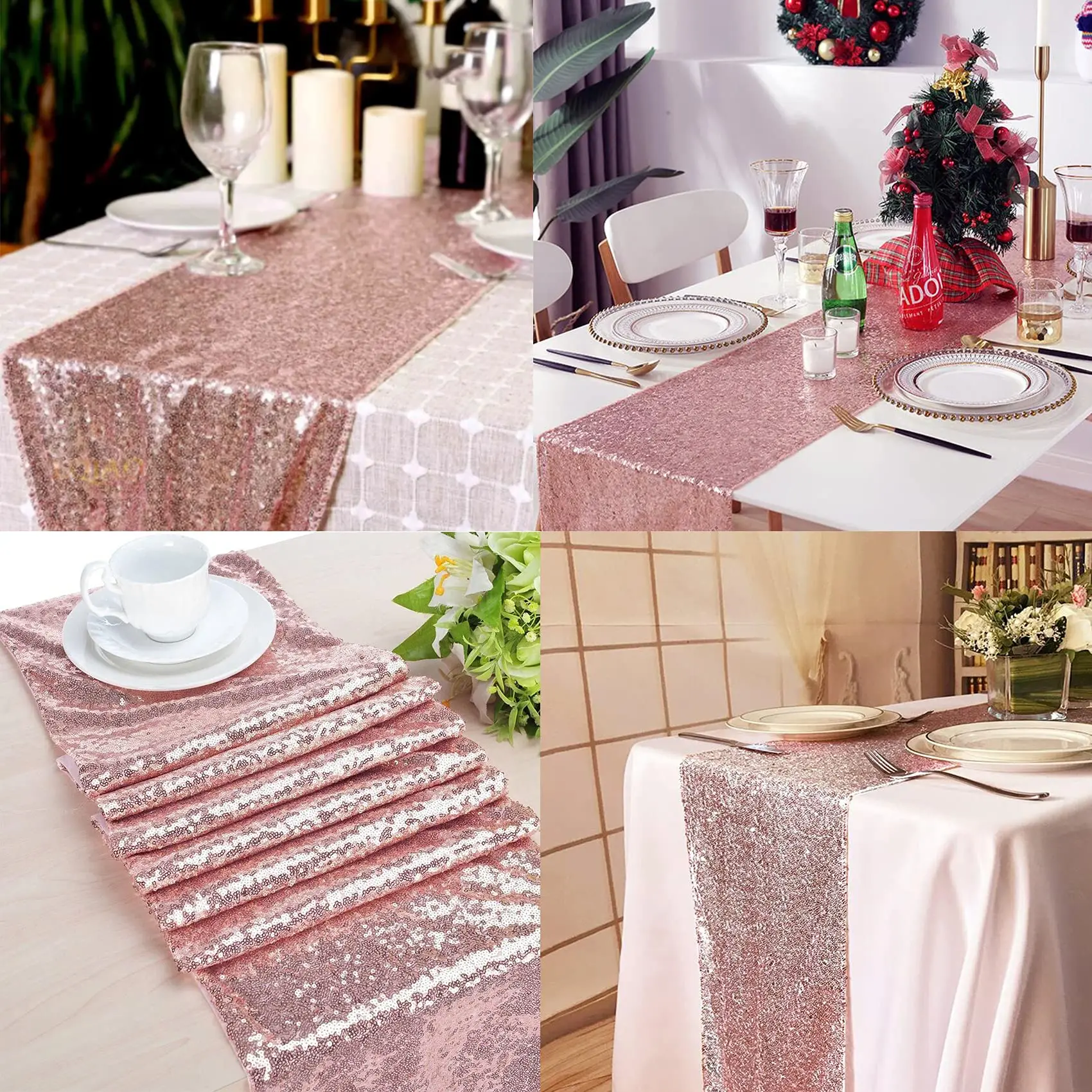Description Picture 3 of item1 Pieces Sequin Table Runner Glitter Dining for Birthday Wedding Baby Shower Bachelorette Holiday Celebration Party