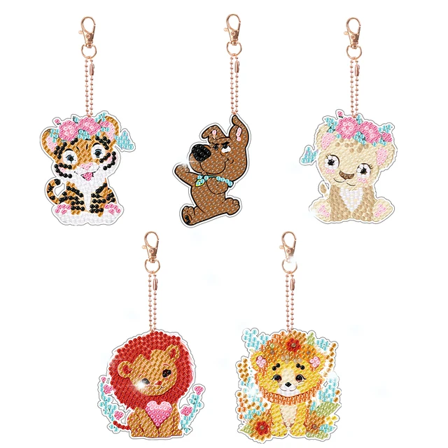 CXINLky Kit DIY Diamond Painting Porte-clés 5D, Création Animale Chien - Activité Manuelle, Cadeau Créatif